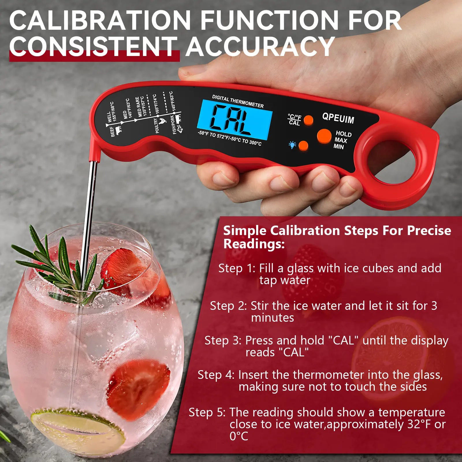 1PC Meat Thermometer Digital | Instant Read Meat Thermometer | Waterproof Food Thermometer with Backlight for Grill and Cooking, Deep Fry, BBQ, Turkey, Candy, Liquids for Man Woman