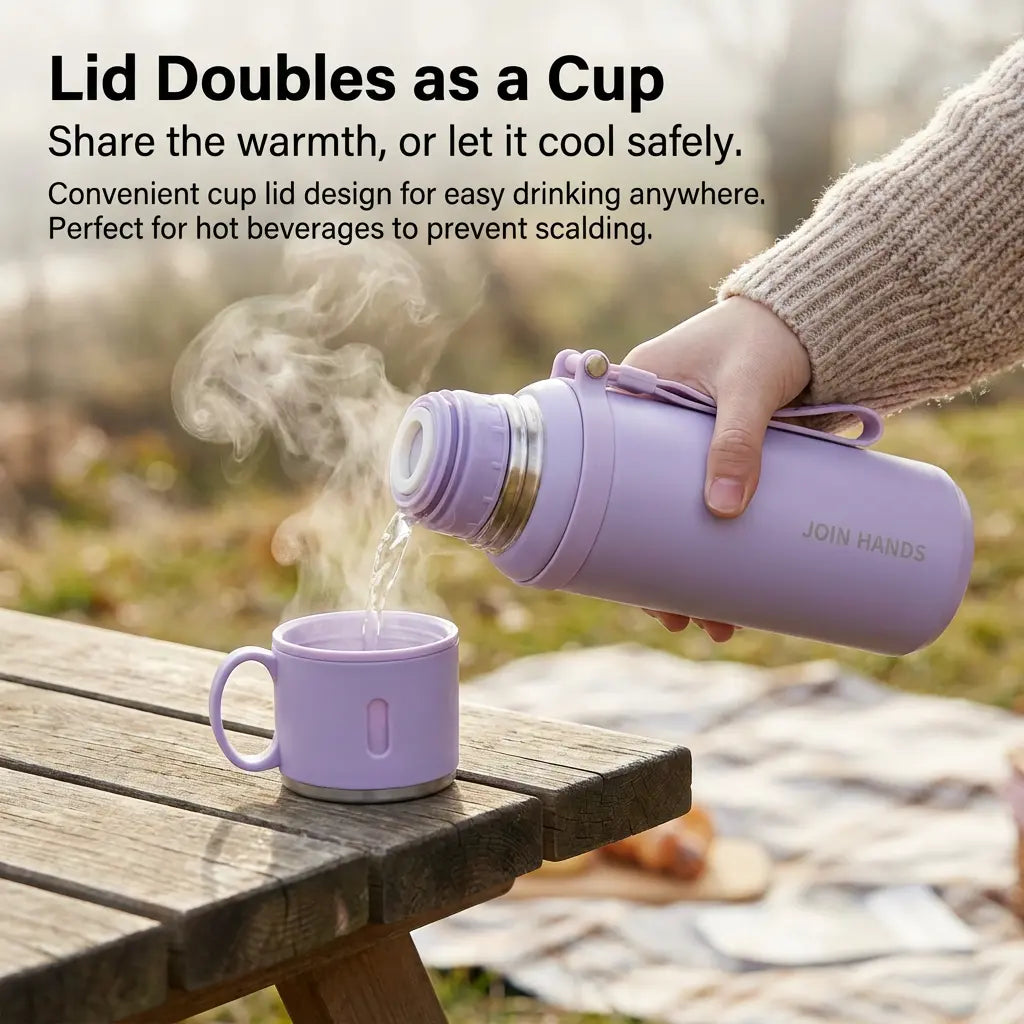 316 Stainless Steel Insulated Water Bottle Tumbler - 600Ml/20.29Oz Airtight Vacuum Flask, 24H Cold/10H Hot Retention, Leakproof Cup Lid, Portable for Ice Water, Coffee, Travel Cups