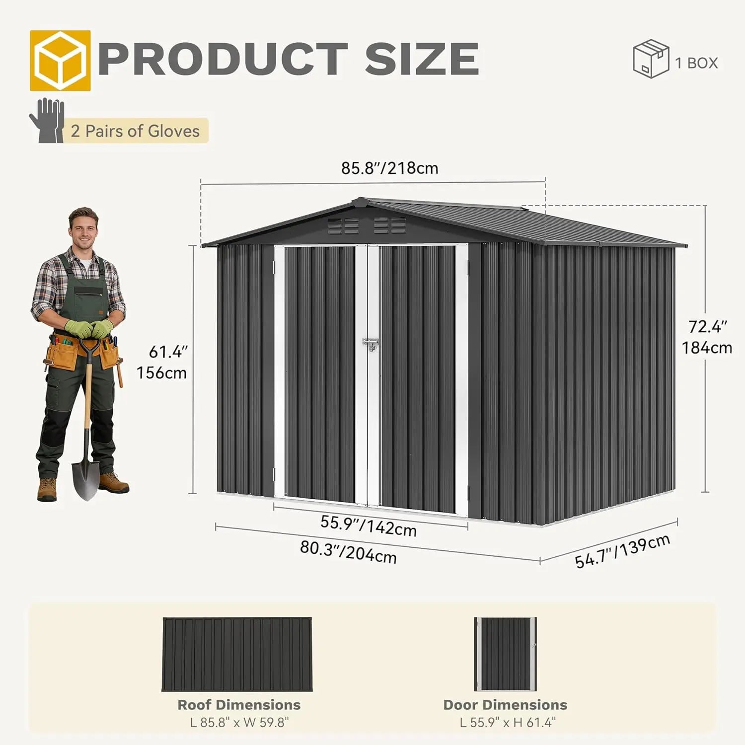 Yitahome 5 X 3 Ft/7 X 5 Ft/10 X 8 Ft Large Metal Outdoor Storage Shed, Heavy Duty Tool Storage Sheds for Backyard Patio Lawn - Ideal for Bicycles, Garden Tools, and Lawn Equipment, Easy-To-Assemble