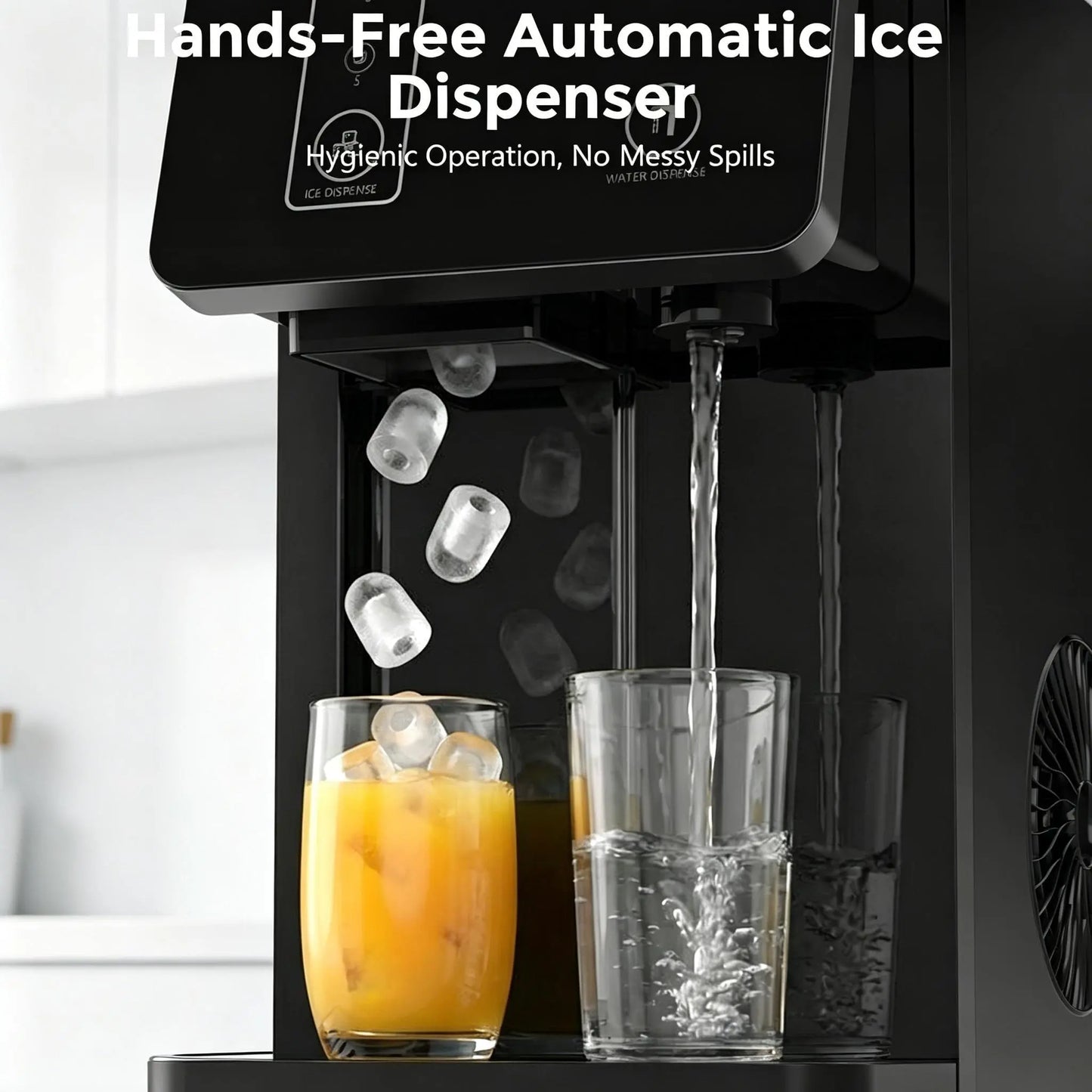 COWSAR Countertop Bullet Ice Maker & Water Dispenser, 3.3L Tank, 9 Bullet Ice Cubes Ready in 8-12 Mins, 26Lbs/Day, Portable Ice Machine for Home Kitchen Office