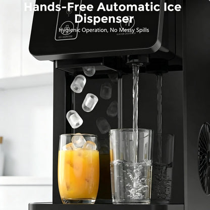 COWSAR Countertop Bullet Ice Maker & Water Dispenser, 3.3L Tank, 9 Bullet Ice Cubes Ready in 8-12 Mins, 26Lbs/Day, Portable Ice Machine for Home Kitchen Office