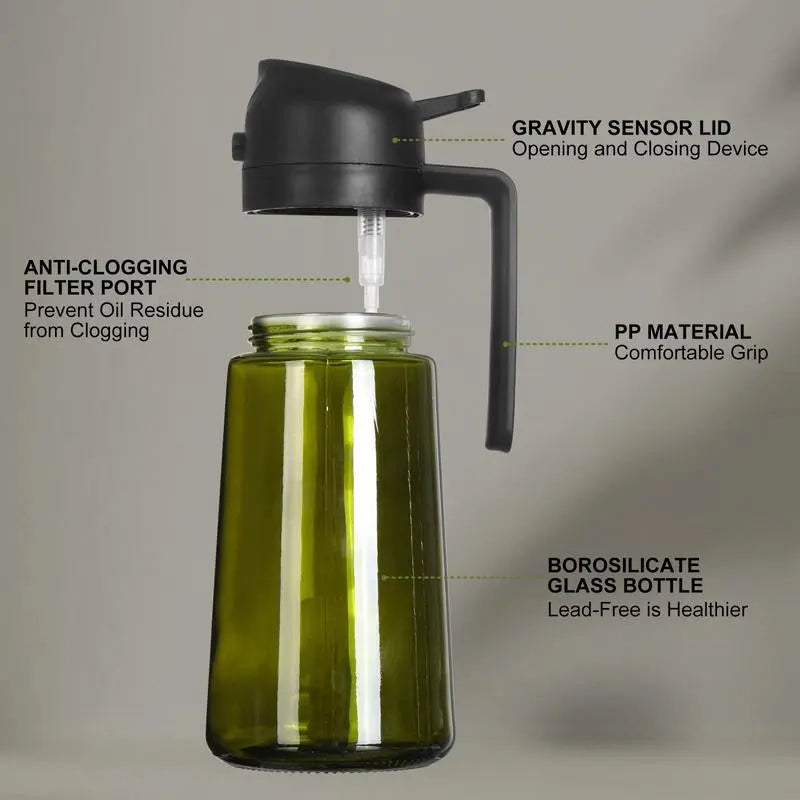 Must-Have Kitchen Essential! 16Oz Light-Blocking Olive Oil Dispenser & Sprayer in Dark Glass – Protects Freshness, Perfect for Air Fryer, Baking, BBQ, and Salads. 2-In-1 Healthy Cooking Tool for Effortless Control and Mess-Free Pouring! Utensils