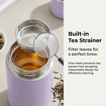316 Stainless Steel Insulated Water Bottle Tumbler - 600Ml/20.29Oz Airtight Vacuum Flask, 24H Cold/10H Hot Retention, Leakproof Cup Lid, Portable for Ice Water, Coffee, Travel Cups