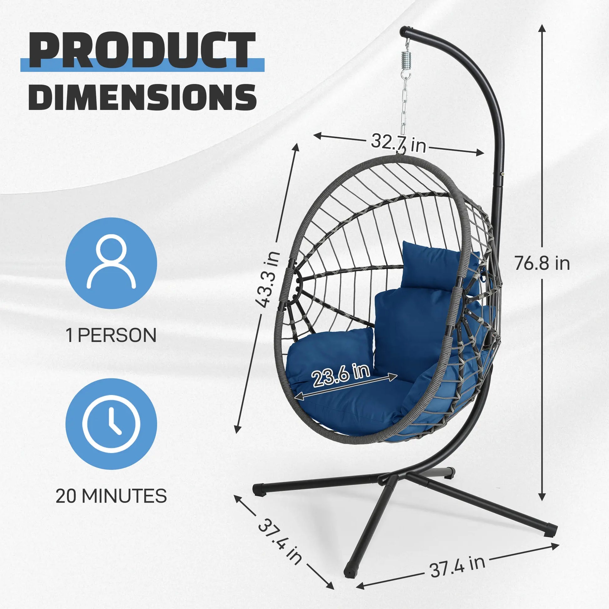 [Mother'S Day Gift]Hanging Chair with Stand, Wicker Rattan Egg Chair with Headrest & Arm Cushions,Indoor Outdoor Use - Perfect for Patio, Bedroom, Living Room Summervibes
