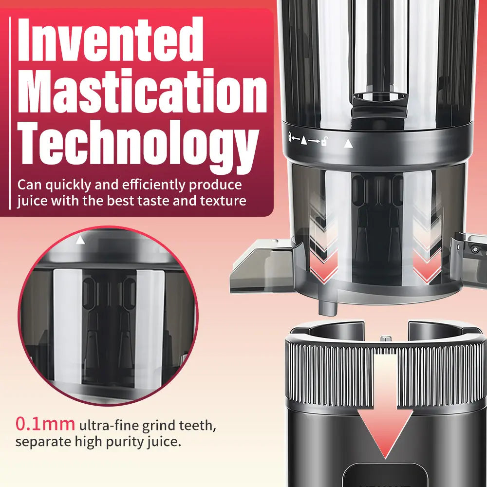 Masticating Juicer 200W, Slow Cold Press Juicer with 112Mm Large Feed Chute, 60 RPM, Reverse Function, Stainless Steel Housing