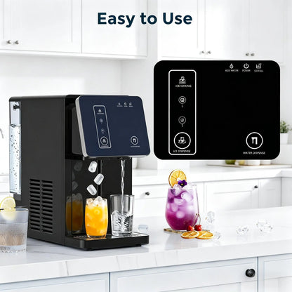 COWSAR Countertop Bullet Ice Maker & Water Dispenser, 3.3L Tank, 9 Bullet Ice Cubes Ready in 8-12 Mins, 26Lbs/Day, Portable Ice Machine for Home Kitchen Office