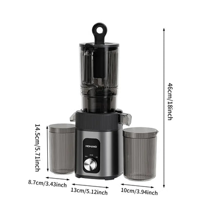 Masticating Juicer 200W, Slow Cold Press Juicer with 112Mm Large Feed Chute, 60 RPM, Reverse Function, Stainless Steel Housing