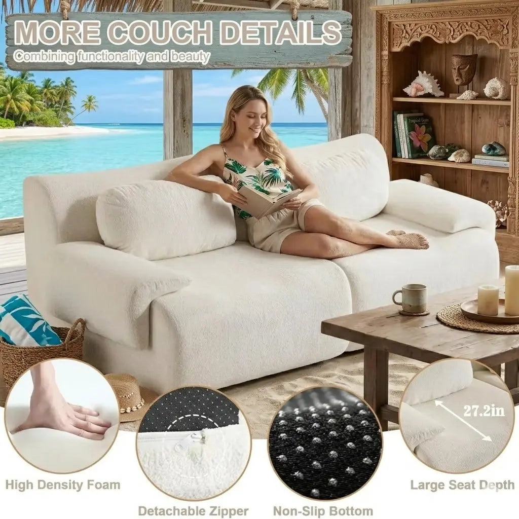 Oversized Modular Cloud Couch – Boneless Sectional Sofa with Multiple Seater Options, Deep Seat Comfort, No Assembly for Apartment Living Room Large Big Comfy