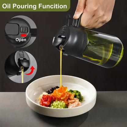Must-Have Kitchen Essential! 16Oz Light-Blocking Olive Oil Dispenser & Sprayer in Dark Glass – Protects Freshness, Perfect for Air Fryer, Baking, BBQ, and Salads. 2-In-1 Healthy Cooking Tool for Effortless Control and Mess-Free Pouring! Utensils