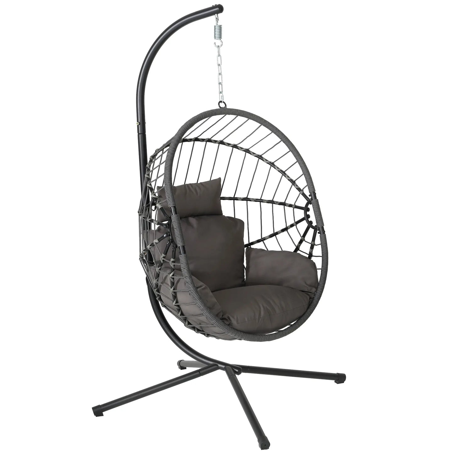 [Mother'S Day Gift]Hanging Chair with Stand, Wicker Rattan Egg Chair with Headrest & Arm Cushions,Indoor Outdoor Use - Perfect for Patio, Bedroom, Living Room Summervibes