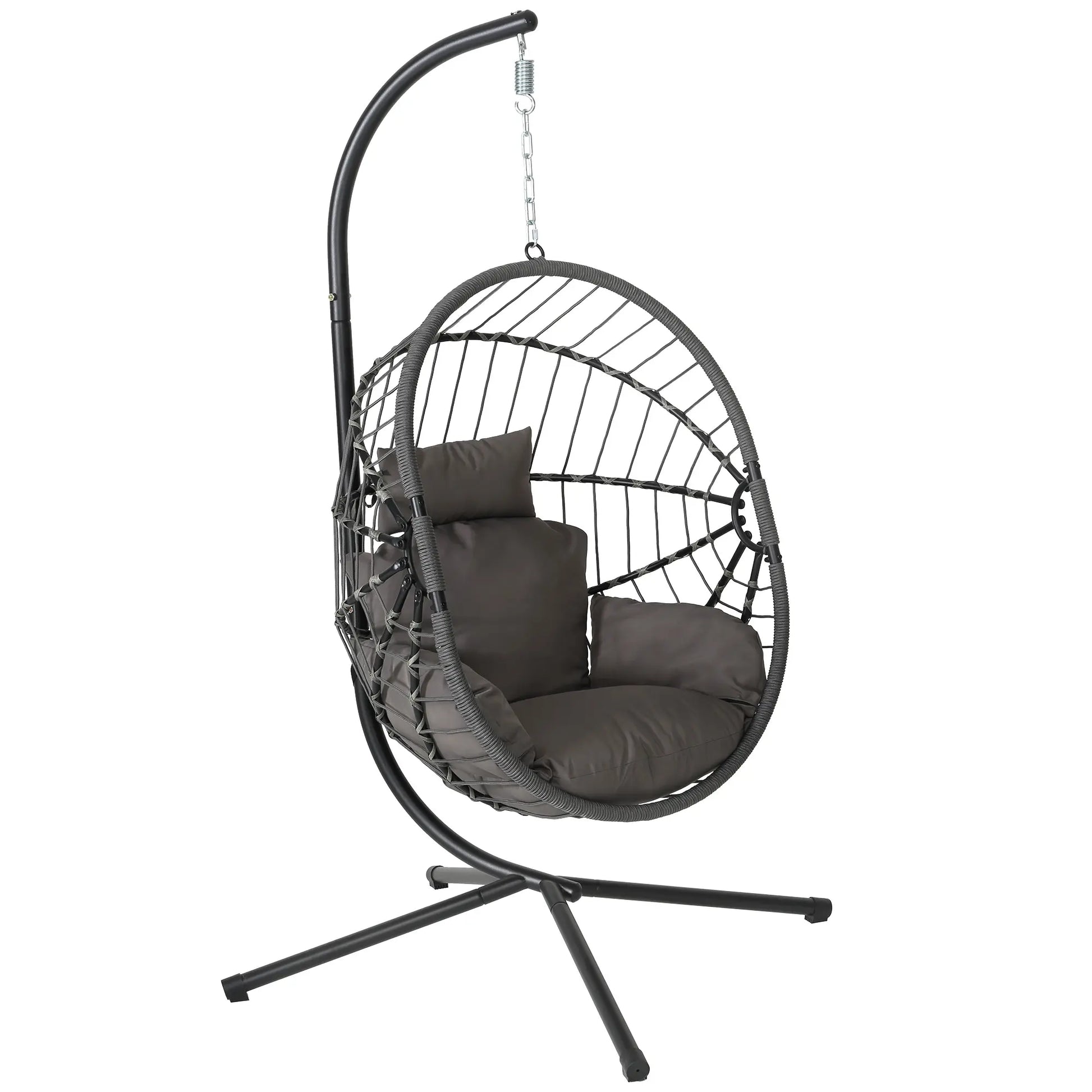 [Mother'S Day Gift]Hanging Chair with Stand, Wicker Rattan Egg Chair with Headrest & Arm Cushions,Indoor Outdoor Use - Perfect for Patio, Bedroom, Living Room Summervibes