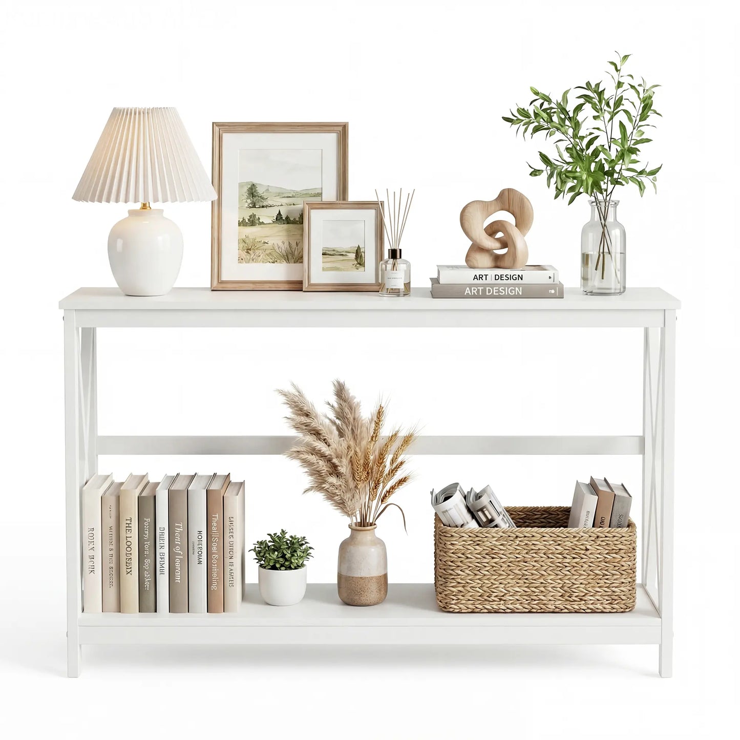 Console Table with Outlet, Sofa Table with Charging Station