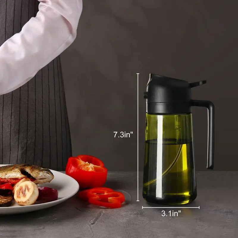 Must-Have Kitchen Essential! 16Oz Light-Blocking Olive Oil Dispenser & Sprayer in Dark Glass – Protects Freshness, Perfect for Air Fryer, Baking, BBQ, and Salads. 2-In-1 Healthy Cooking Tool for Effortless Control and Mess-Free Pouring! Utensils