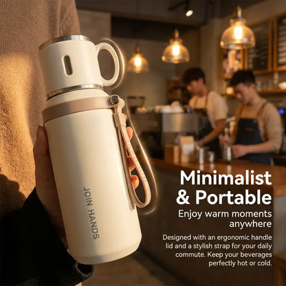 316 Stainless Steel Insulated Water Bottle Tumbler - 600Ml/20.29Oz Airtight Vacuum Flask, 24H Cold/10H Hot Retention, Leakproof Cup Lid, Portable for Ice Water, Coffee, Travel Cups