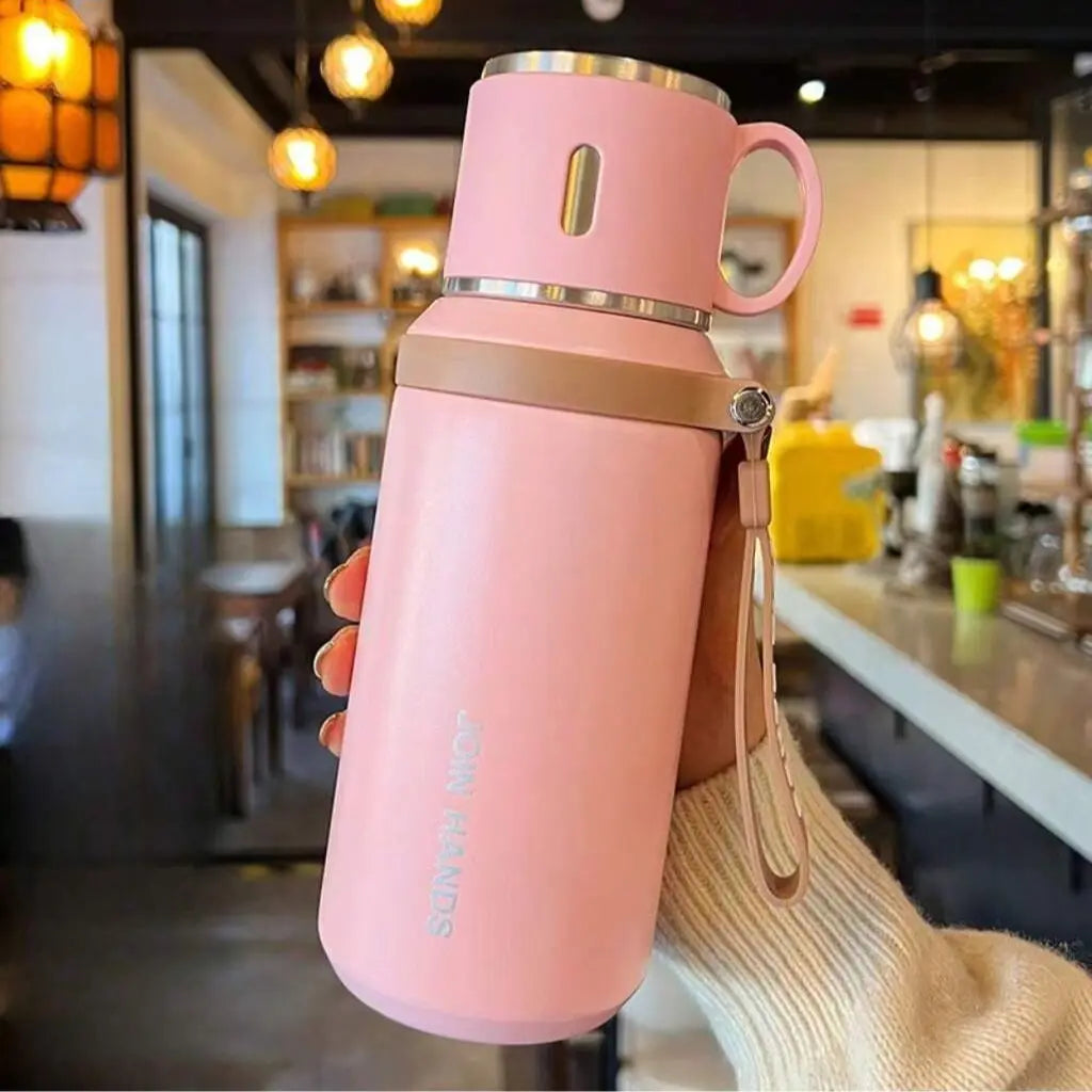 316 Stainless Steel Insulated Water Bottle Tumbler - 600Ml/20.29Oz Airtight Vacuum Flask, 24H Cold/10H Hot Retention, Leakproof Cup Lid, Portable for Ice Water, Coffee, Travel Cups
