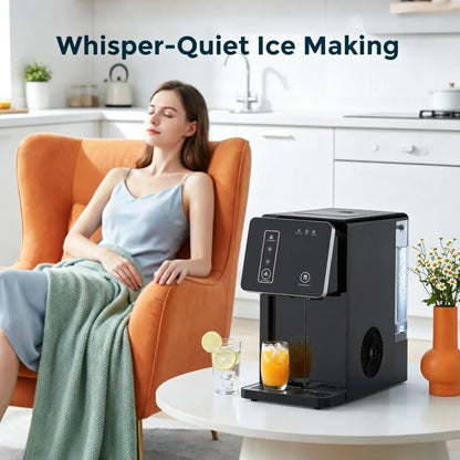 COWSAR Countertop Bullet Ice Maker & Water Dispenser, 3.3L Tank, 9 Bullet Ice Cubes Ready in 8-12 Mins, 26Lbs/Day, Portable Ice Machine for Home Kitchen Office