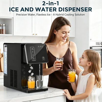 COWSAR Countertop Bullet Ice Maker & Water Dispenser, 3.3L Tank, 9 Bullet Ice Cubes Ready in 8-12 Mins, 26Lbs/Day, Portable Ice Machine for Home Kitchen Office