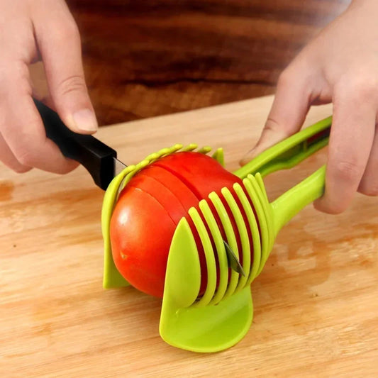 Stainless Steel Onion Holder & Vegetable Slicer - Ultimate Kitchen Gadget for Safe and Easy Food Prep!