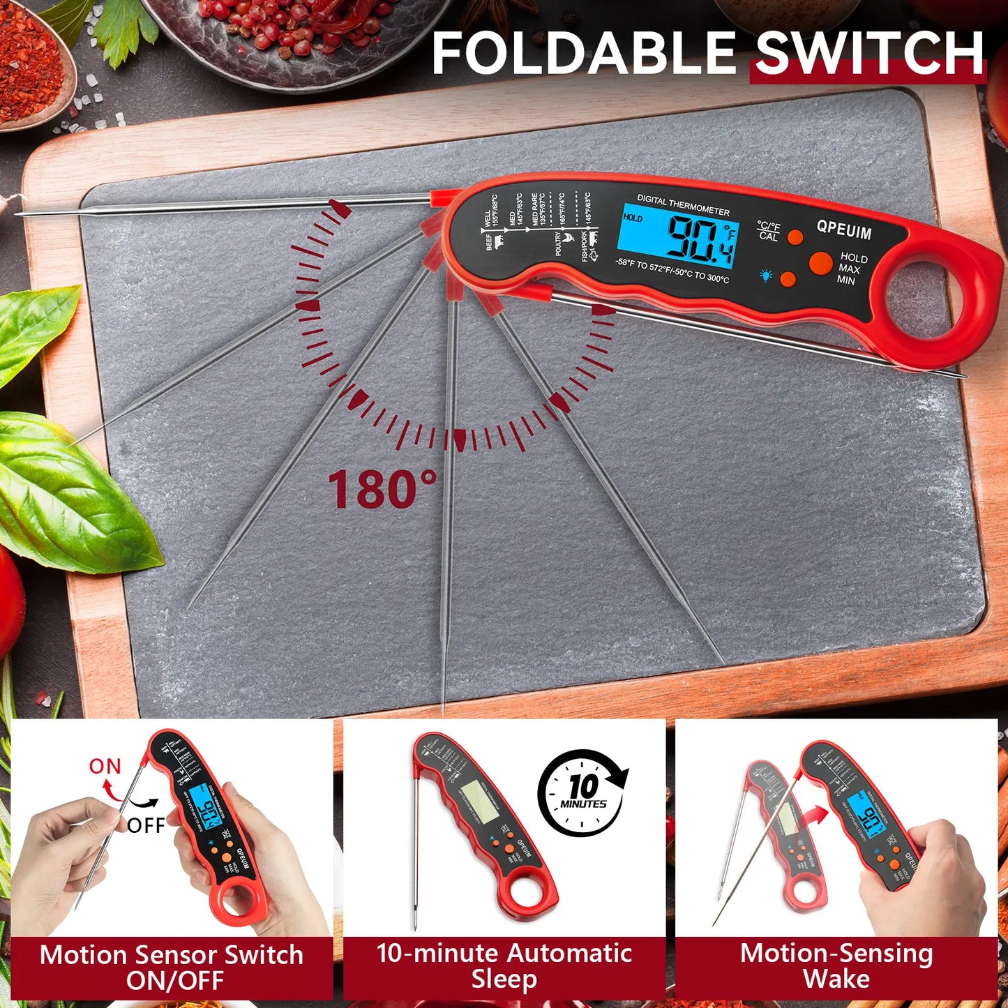 1PC Meat Thermometer Digital | Instant Read Meat Thermometer | Waterproof Food Thermometer with Backlight for Grill and Cooking, Deep Fry, BBQ, Turkey, Candy, Liquids for Man Woman