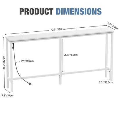 Console Table with Outlet, Sofa Table with Charging Station