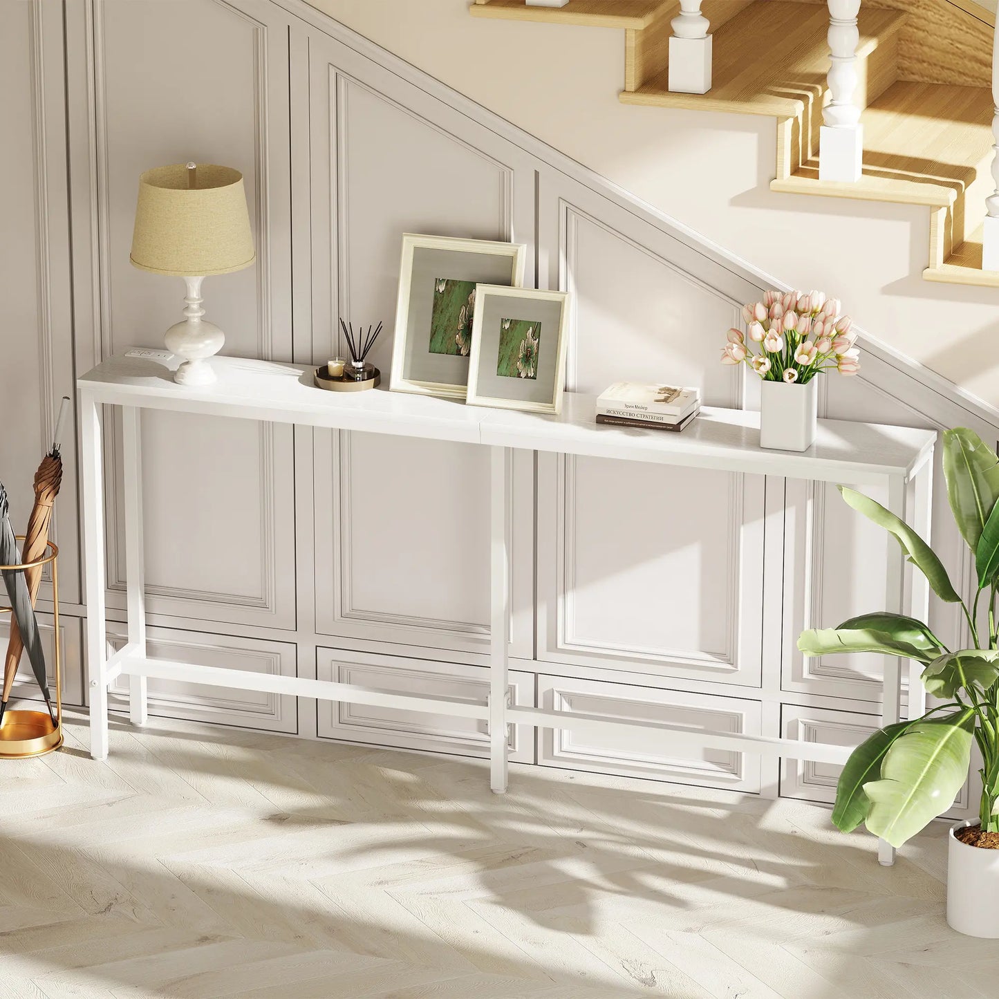Console Table with Outlet, Sofa Table with Charging Station