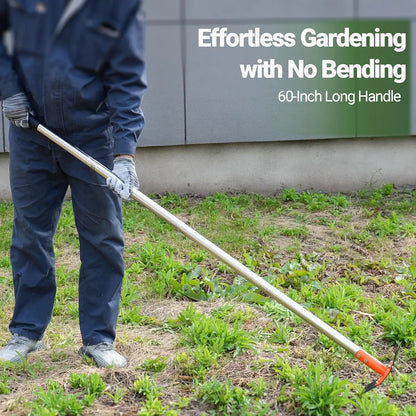2-In-1 Weed Puller Rake and Garden Hoe, 60Inch Adjustable Long Handle Weeding Tool Heavy Duty Spring Steel Head with Sand Grain Coating, Weed Remover for Garden, Yard, Lawn, No Bend Summervibes