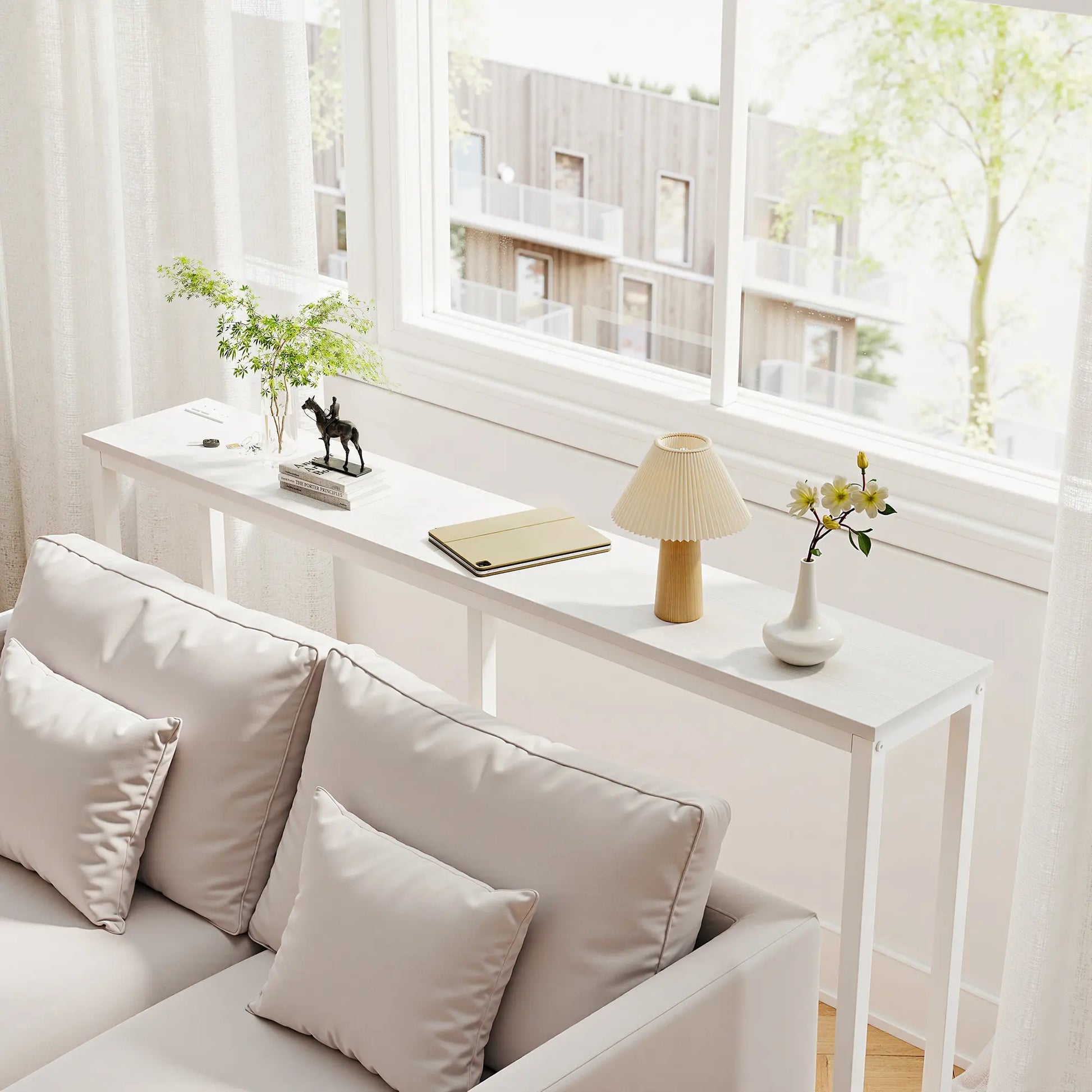 Console Table with Outlet, Sofa Table with Charging Station