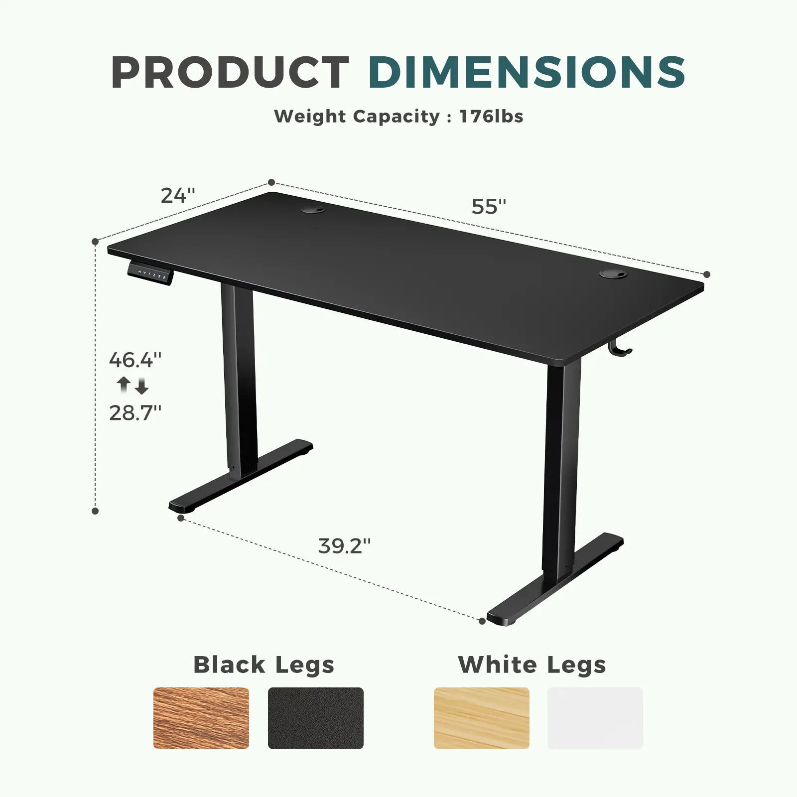 Electric Standing Desk with Memory Preset, Ergonomic Height Adjustable Table with T-Shaped Metal Bracket Modern Workstations