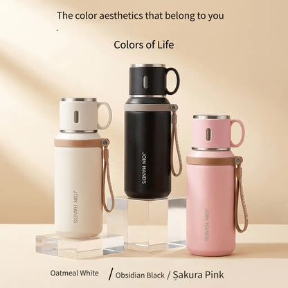 316 Stainless Steel Insulated Water Bottle Tumbler - 600Ml/20.29Oz Airtight Vacuum Flask, 24H Cold/10H Hot Retention, Leakproof Cup Lid, Portable for Ice Water, Coffee, Travel Cups